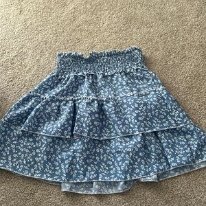 Shein skirt! Blue and white with a flower pattern. Elastic waist band!
